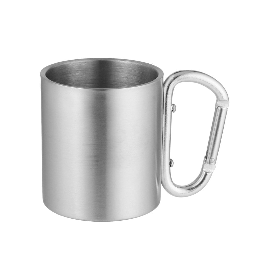 OUTAD 180ml Stainless Steel Cup Camping Traveling Outdoor Cup Double Wall Mug with Carabiner Hook Handle