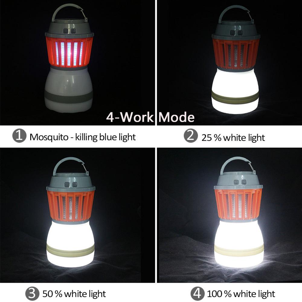 Outdoor Mosquito Killer Light 2 in 1 Zapper Lantern with solar powered panel Portable USB Rechargeable Camping Lamp Waterproof