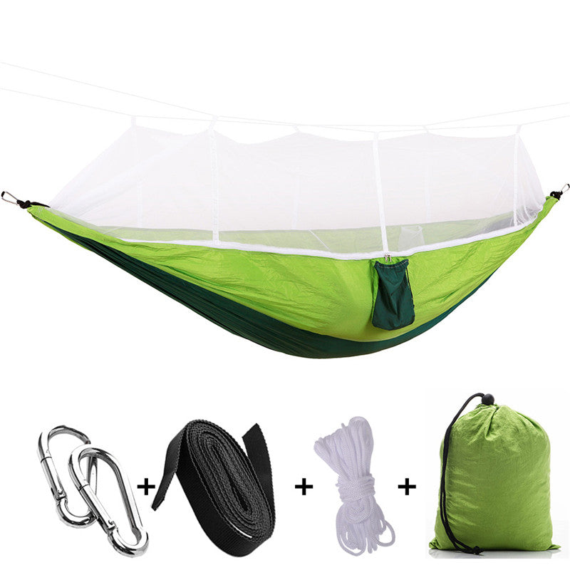 1-2 Person Outdoor Mosquito Net Parachute Hammock Camping Hanging Sleeping Bed Swing Portable  Double  Chair Hamac Army Green