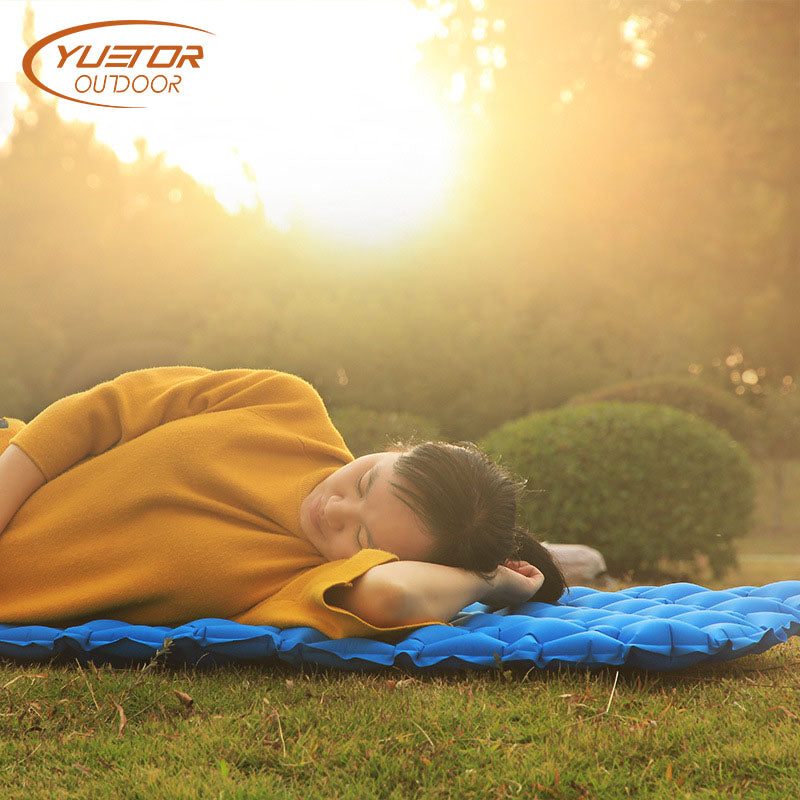 YUETOR OUTDOOR ltralight Air Mattress Automatic Inflatable Bed Portable Folding TPU Single Beach Mattress Outdoor Camping Mat