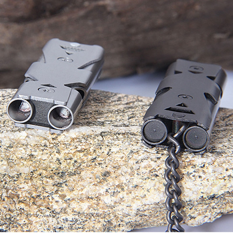 Portable aluminum safety whistle double lifesaving emergency SOS outdoor survival whistle