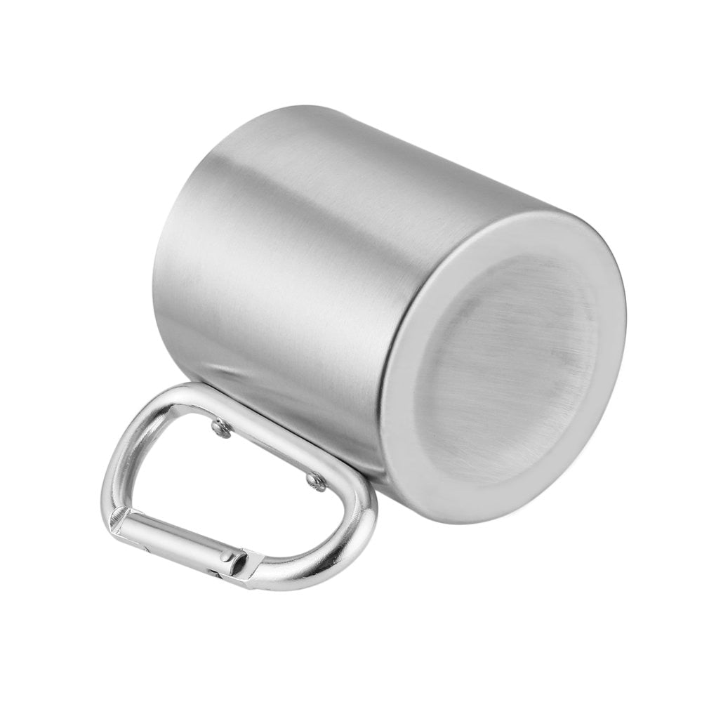 OUTAD 180ml Stainless Steel Cup Camping Traveling Outdoor Cup Double Wall Mug with Carabiner Hook Handle