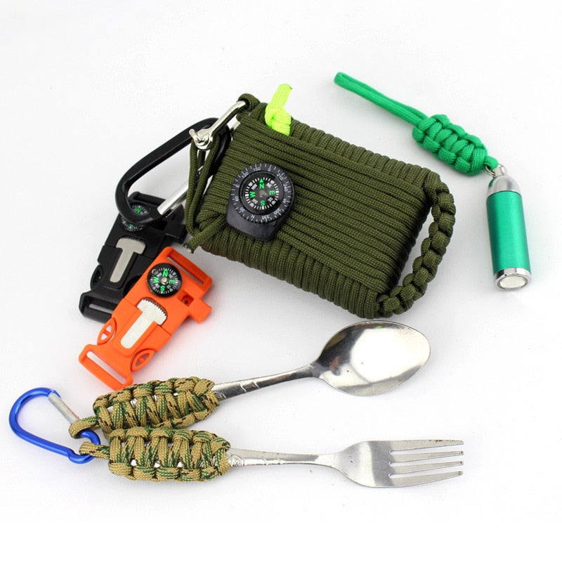 29 in 1 Outdoor Survival Equipment SOS Kit Paracord First Aid Box Supplies Field Self-help Box For Camping Travel Fishing Kit