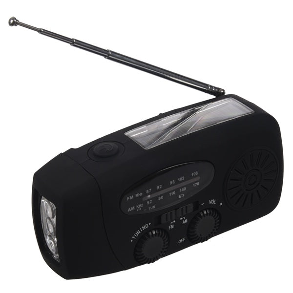 Multifunctional Hand radio Solar Crank Dynamo Powered AM/FM/NOAA Weather Radio Use Emergency LED Flashlight and Power Bank