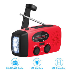  Multifunctional Hand radio Solar Crank Dynamo Powered AM/FM/NOAA Weather Radio Use Emergency LED Flashlight and Power Bank 