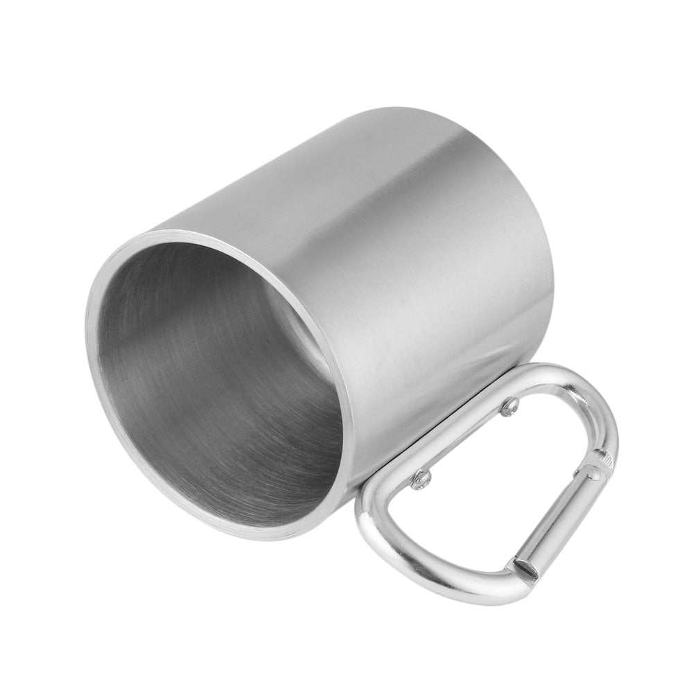 OUTAD 180ml Stainless Steel Cup Camping Traveling Outdoor Cup Double Wall Mug with Carabiner Hook Handle